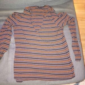 Striped V-Neck Long Sleeve Top